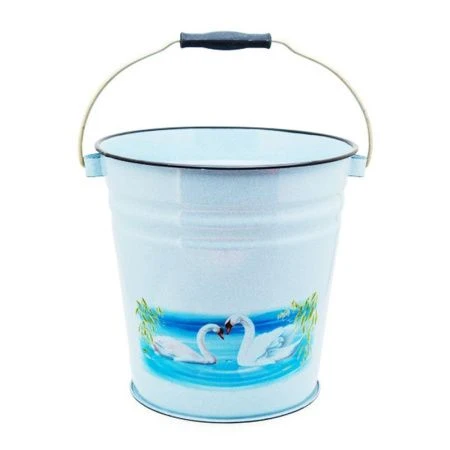 Ведро 12л эмаль ЛЕБЕДЬ титановый рябчик без крышки С-1124/4Рб (4)