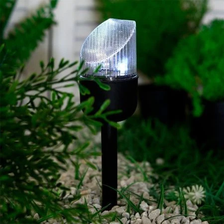 Светильник садовый на солнечной батарее пластик 36*7см Цилиндр скошенный 1LED тёплый белый свет (24)