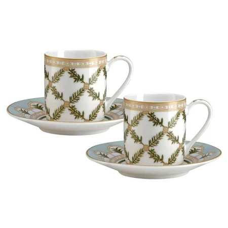 Кофейный набор 4пр фарфор Rosita на 2 персоны 80мл белая Еловые ветви подар.уп. PM-0125/RSTA (12)