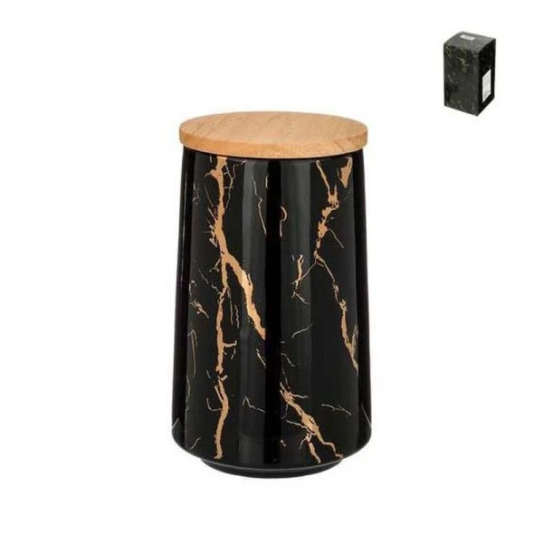 Банка для сыпучих продуктов 800мл 10,5*17см фарфор Fantasy черная (18)