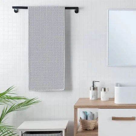 Полотенце махровое 50*90см Mitte Quadrat светло-серый 091 ВЫВОД