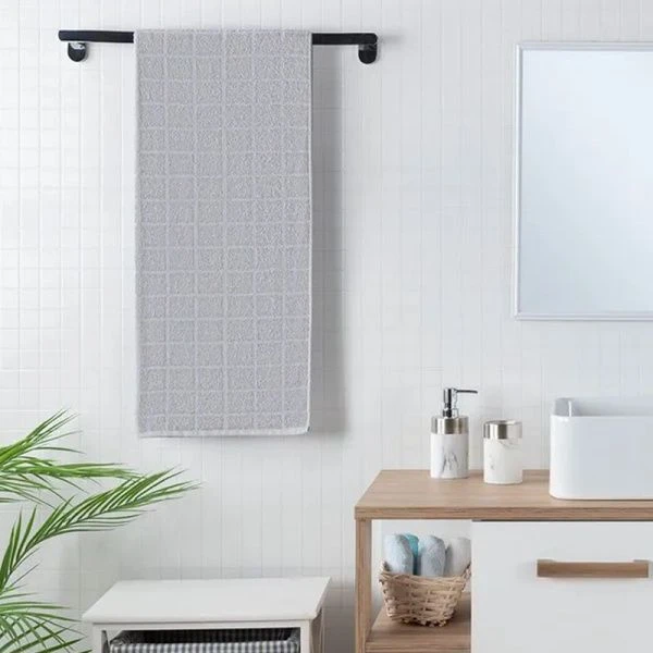 Полотенце махровое 50*90см Mitte Quadrat светло-серый 091 ВЫВОД