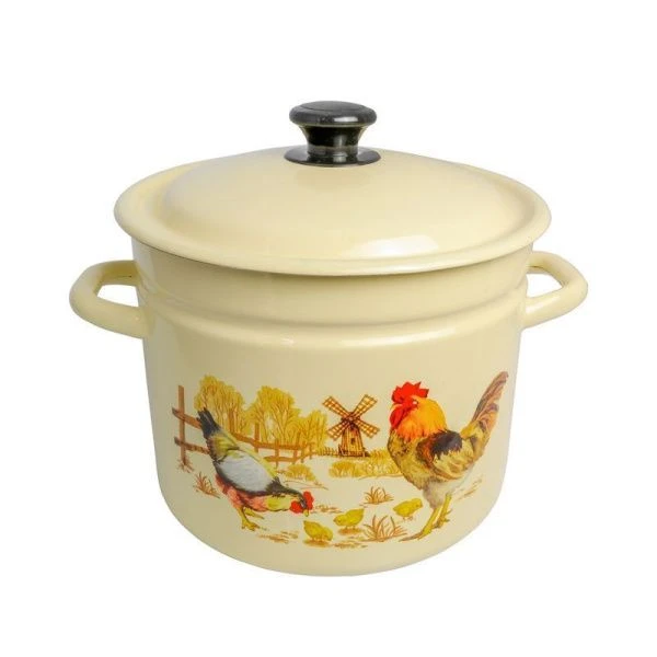 Кастрюля 7л эмаль ПОДВОРЬЕ слон.кость с рис. цилиндрическая борт. 41804-192/6-У (2)