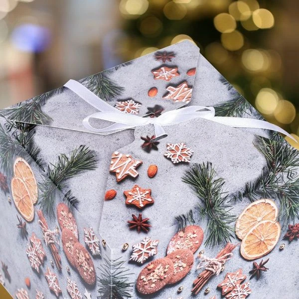 Коробка новогодняя подарочная складная картон Печенье 14*14*14см Коробка новогодняя подарочная складная картон Печенье 14*14*14см