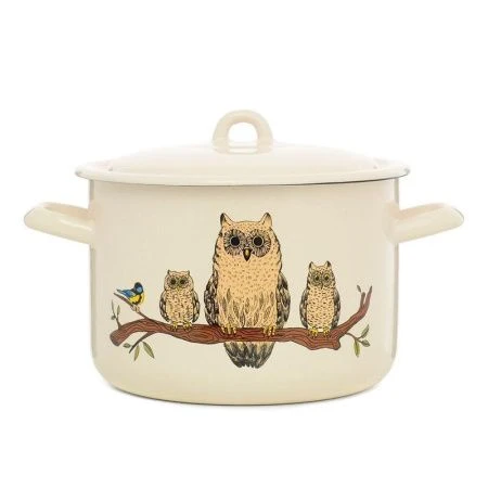 Кастрюля 4,3л эмаль СОВЫ цилиндрическая (4)
