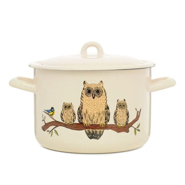 Кастрюля 4,3л эмаль СОВЫ цилиндрическая (4)