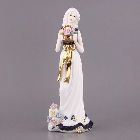 яяяСтатуэтка ДАМА С КОРЗИНОЙ ЦВЕТОВ h25см (16)