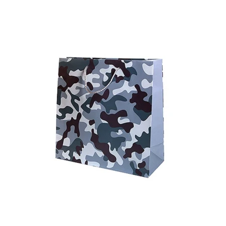 Пакет бумажный 27*27*11см квадратный Милитари 19/545 (12/144)