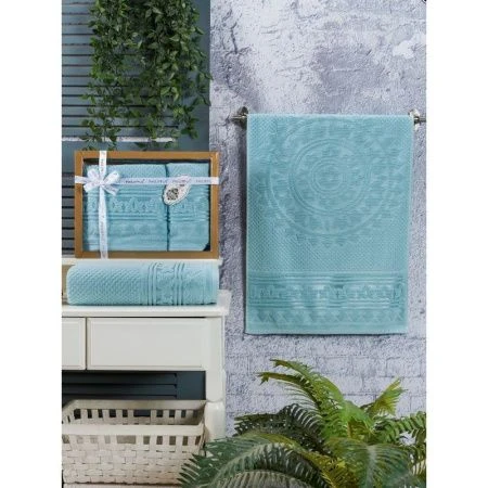 Набор полотенец махровые 2пр 50*90/70*140см жаккард PHILIPPUSA KUVEL 086 голубой подар.уп.