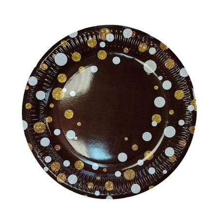 Тарелка бумажная набор 6шт 23см ВЕЧЕРИНКА коричневая (55)