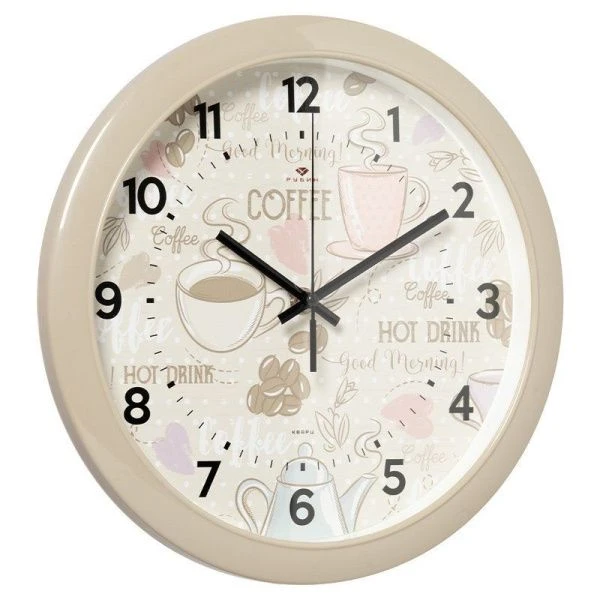 Часы настенные 29см пластик РУБИН Кофе хаки (10)