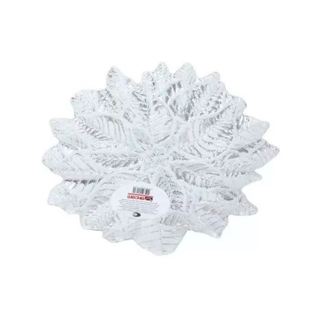 Тарелка мелкая 21см стекло ЛЕДЯНОЙ ЦВЕТОК серебро плоская 19306/S (8)