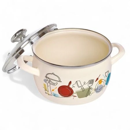 Кастрюля 3,1л эмаль КУХНЯ эксклюзив со стекл.крышкой (4)