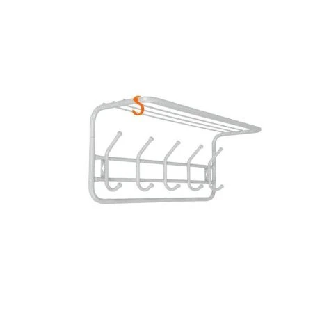 Вешалка настенная с полкой металл 60см белая 60*22*26,5см (1)