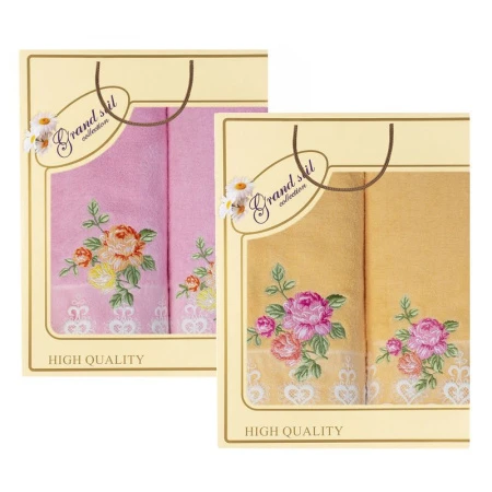 яяяНабор полотенец 2пр 45*90/65*135 махровых Лютеа в подар.уп. 14-155