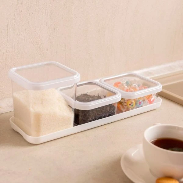 Банка для сыпучих продуктов 1,2л 112*112*145мм пластик Cubbo Scandi белая (12)