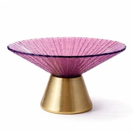 Фруктовница 15*8см стекло фиолетовая с золотом на ножке JC-15925 (24)