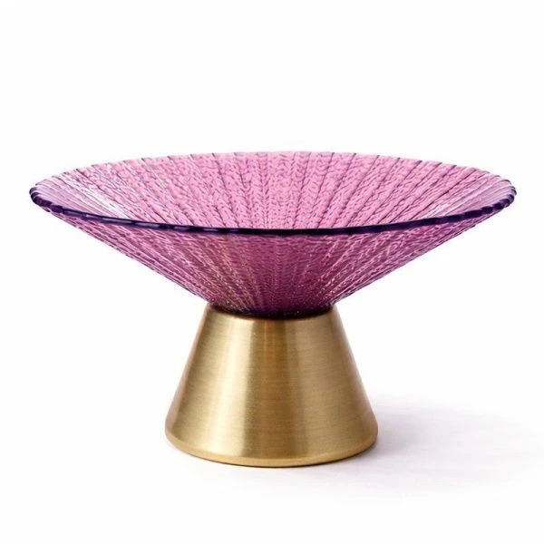 Фруктовница 15*8см стекло фиолетовая с золотом на ножке JC-15925 (24)