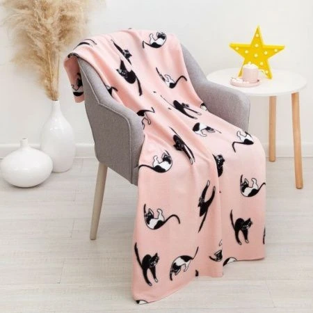 Плед 120*150 флис Черный кот