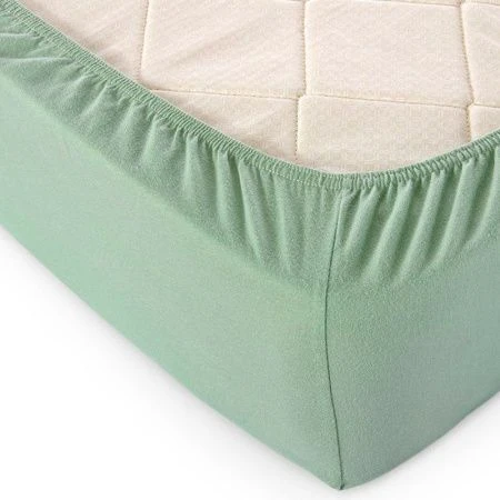 Простыня на резинке 180*200*20 трикотаж LUXE оливковый