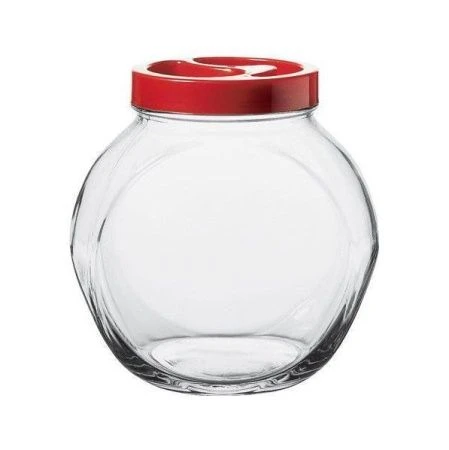 Банка для сыпучих продуктов 1,5л стекло БЕЛЛА красная без п/у (6)