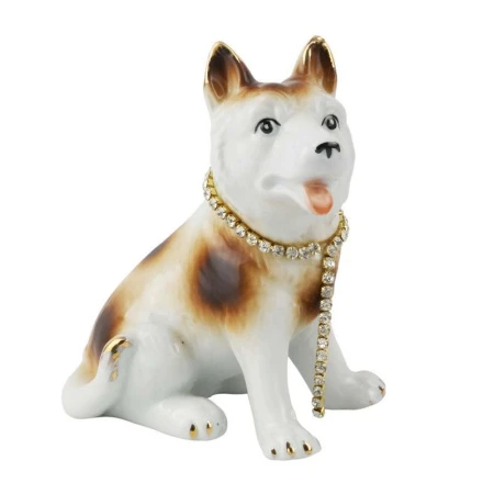 Фигурка Собака Овчарка в ошейнике 13,5см фарфор коричневая F152D (120)