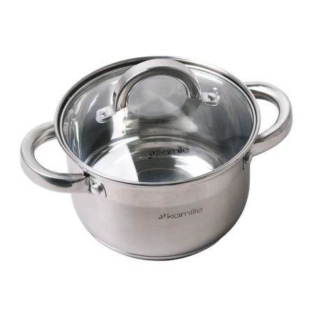 Кастрюля 3,9л нерж.сталь со стекл.крышкой 20см 5-ти сл.дно арт.5620S (8)