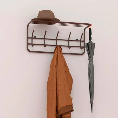 Вешалка настенная с полкой 60*22*26,5см металл коричневая (1)