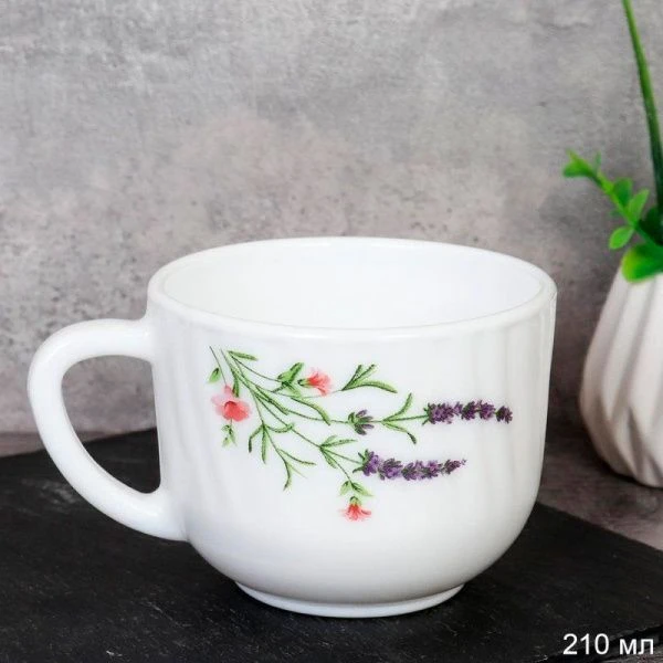 Кружка чайная 210мл стеклокерамика ЛАВАНДА XWB210 (2027) (6/72)