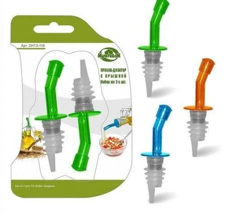 Пробка - разливайка набор 2шт пластик (3 цвета) NEW DH13-116 (12/144)