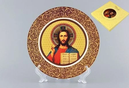 яяяТарелка декоративная настенная 20см с подставкой Иисус Христос (48)