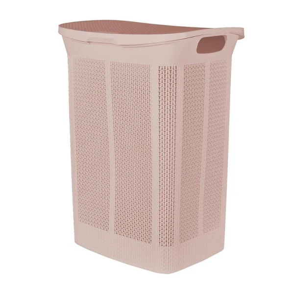 Корзина для белья 50л 43*34*59см пластик Ajur бежевый топаз (2)