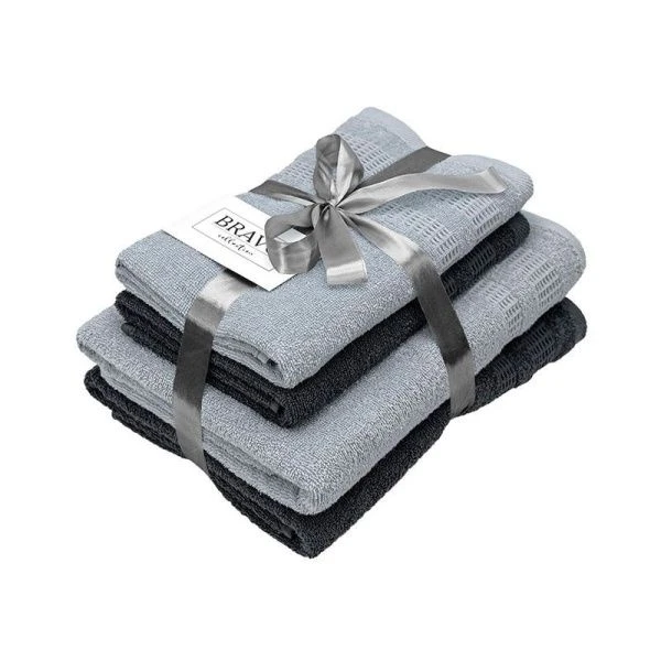 Набор полотенец махровых 4пр 50*80см*2/70*130см*2 Памир серый 380гр м7701_16