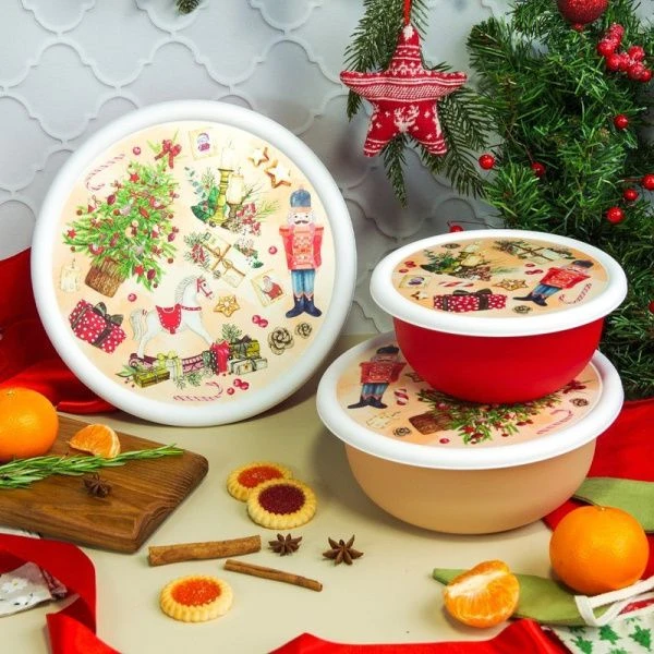 Миска 3,2л пластик ИГРУШКИ с крышкой с декором красный (24) 223138406/03