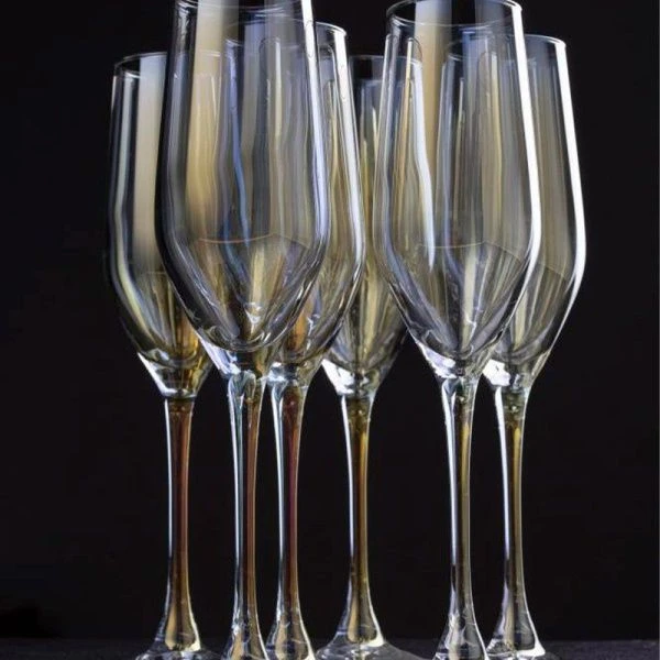 Бокалы для шампанского набор 6шт 160мл стекло ЗОЛОТИСТЫЙ ХАМЕЛЕОН (4)