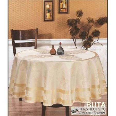 Скатерть 160см полиэстер VEROLLI BUTA круглая (Кремовый)