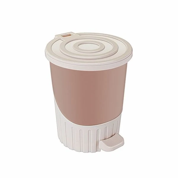 Контейнер для мусора 26л 335*395мм пластик ДУНЯ молочно-кофейный с педалью (4)