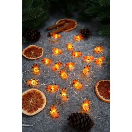 Эл.гирлянда 2.2м 20LED с насадками Забавные олени нить росы медь шампань пост.свеч 2хАА СНОУ БУМ