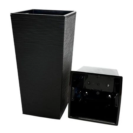 Горшок цветочный 43л 30,5*62см пластик ФИНЕЗИЯ ДЖУТ с вкладкой 20л черный (1)