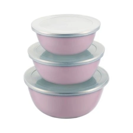 Миски набор 3пр 0,6/0,8/1,4л эмаль SMALTO с пласт.крышками 14/16/18см розовый 93-EM-SM-S03 (10)