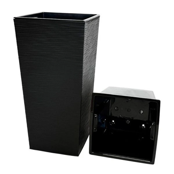 Горшок цветочный 43л 30,5*62см пластик ФИНЕЗИЯ ДЖУТ с вкладкой 20л черный (1)