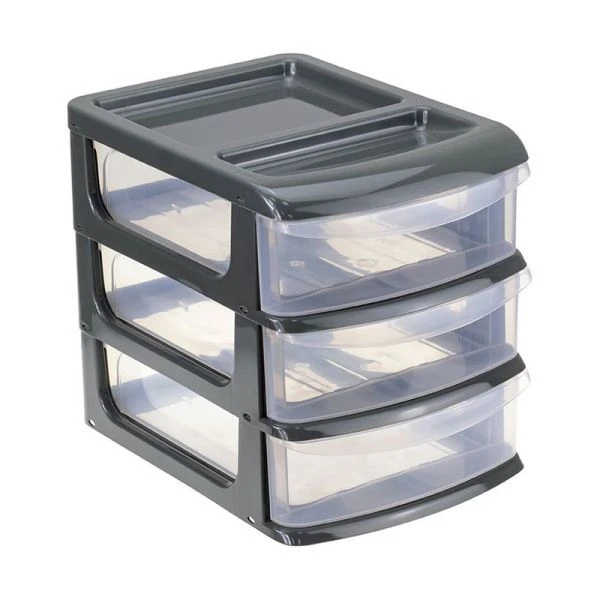 Мини комод 3 секции 9,4*13,4*11,7см пластик графитовый (8)