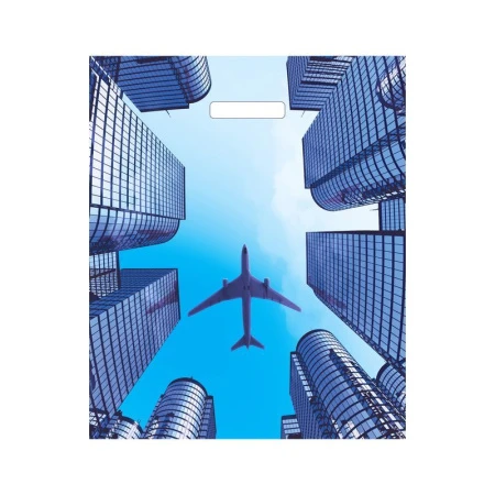 Пакет с вырубной ручкой полиэтилен 38*45+3см Самолет (25/500)