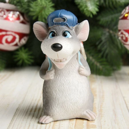 Фигурка Мышь-турист в кепке, с рюкзаком полистоун 8,5*5*8см