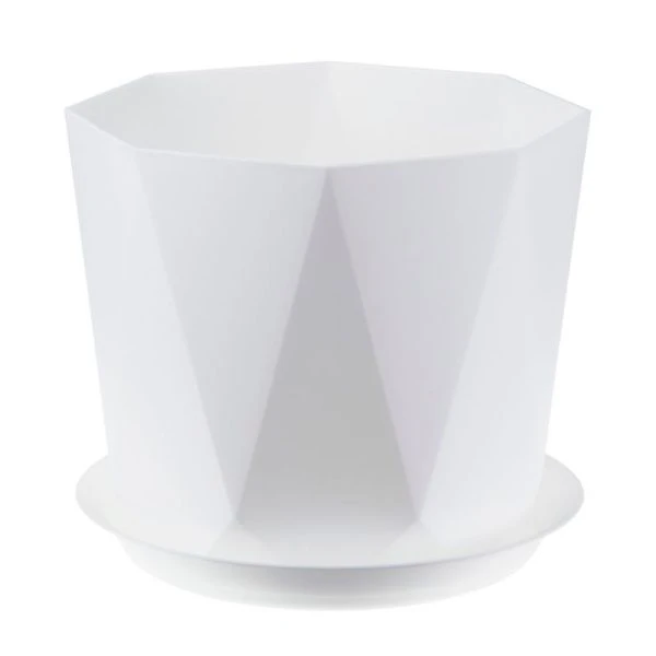 Кашпо 1л d130мм пластик ПРИЗМА с поддоном белый (12)