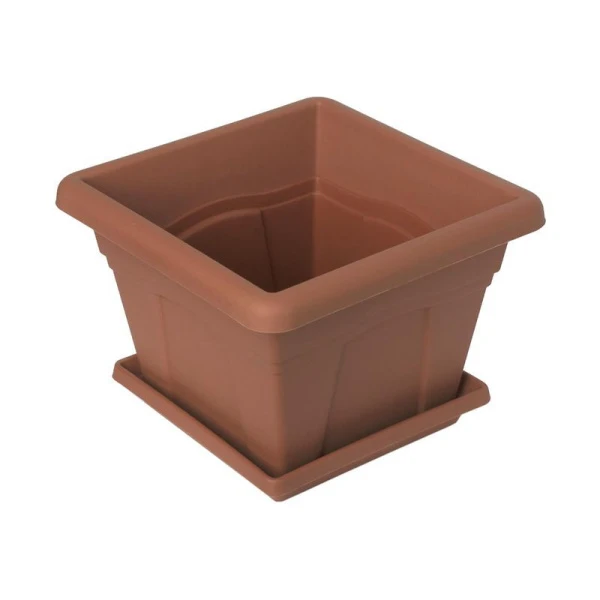 Горшок цветочный 630мл 12*12см пластик КВАДРО терракот с поддоном С160Т (50)