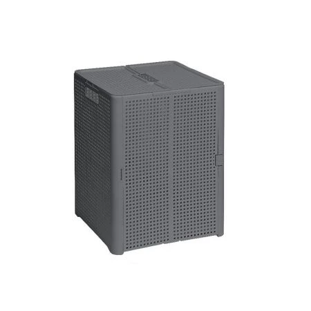 Корзина для хранения 50л 340*335*450мм пластик ЛОФТ серая с крышкой складная (6)