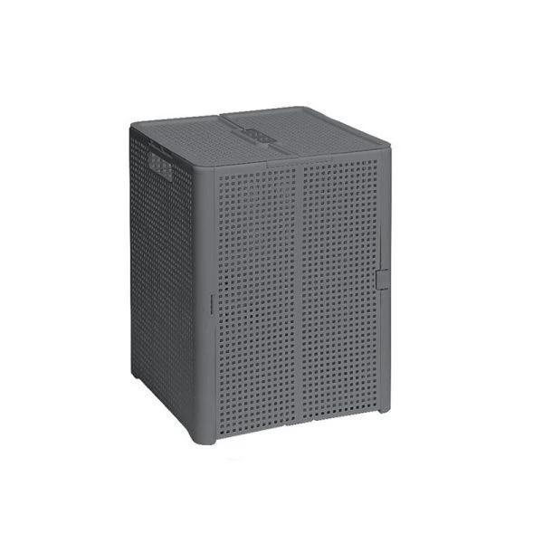 Корзина для хранения 50л 340*335*450мм пластик ЛОФТ серая с крышкой складная (6)