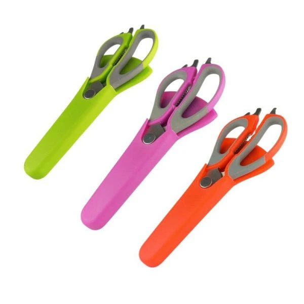 Ножницы мультифункциональные металл/пластик с магнитным держателем (ножницы-нож) (12/144)