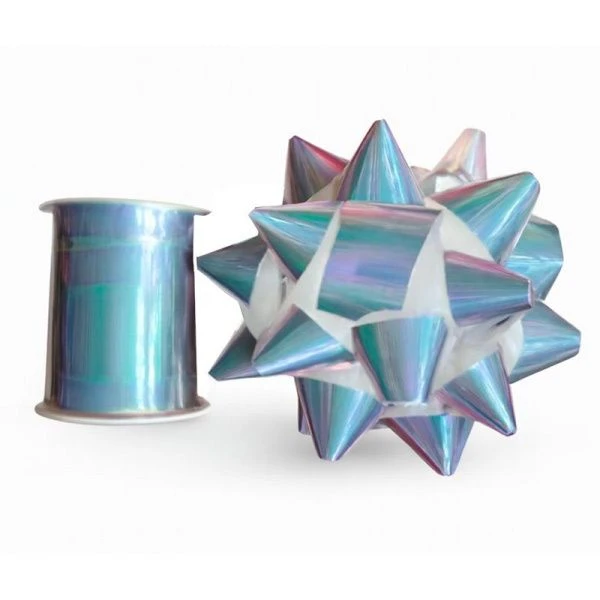 Набор для упаковки подарков (лента упаковочная 10мм*10м и бант) голубая (360)JC-17104